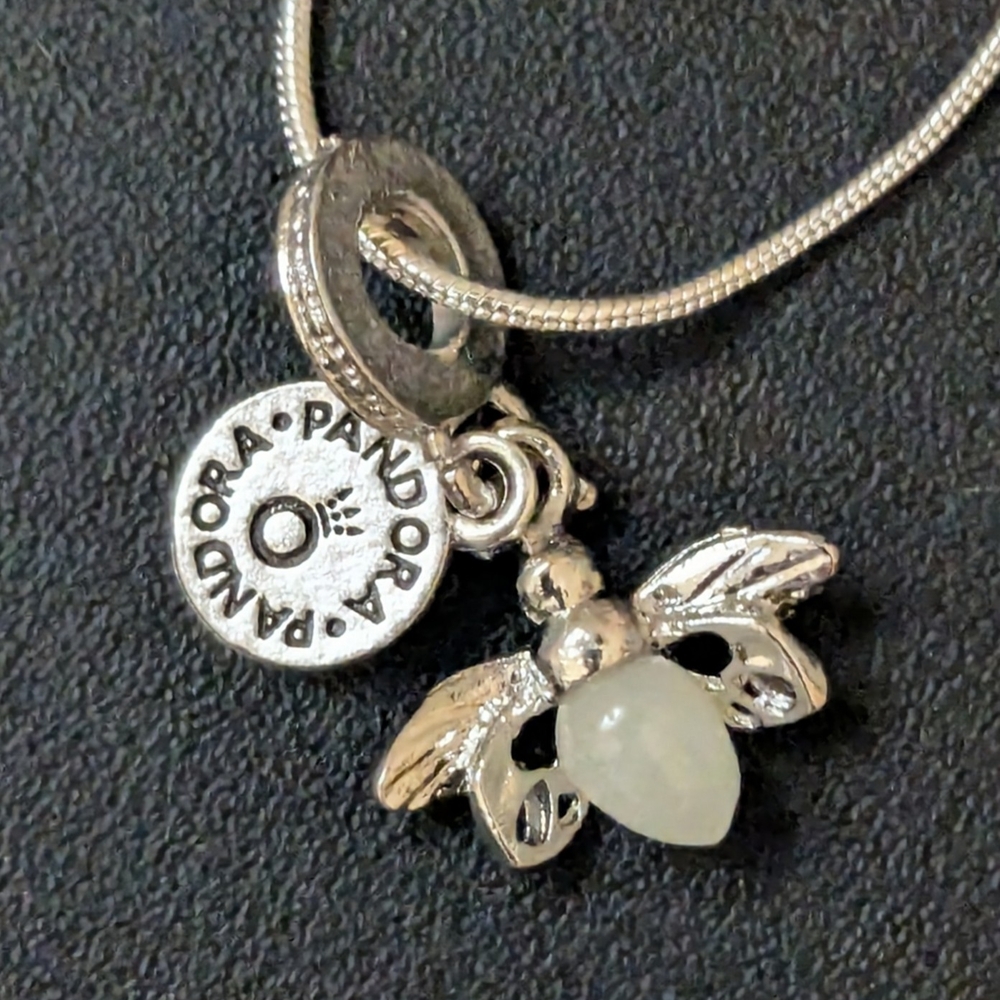 🩷 Pandora Firefly Charm On A 20" Silver Necklace! 🩷